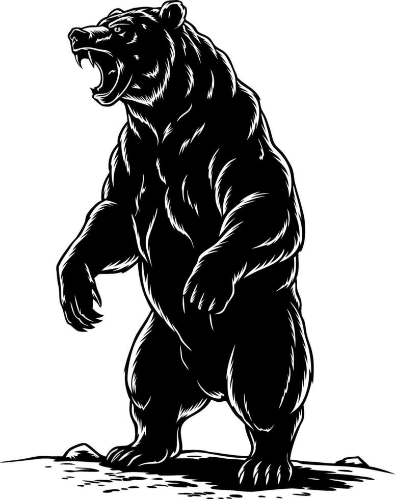 Fierce Standing Bear Roaring Art for Tattoos and Decals vector