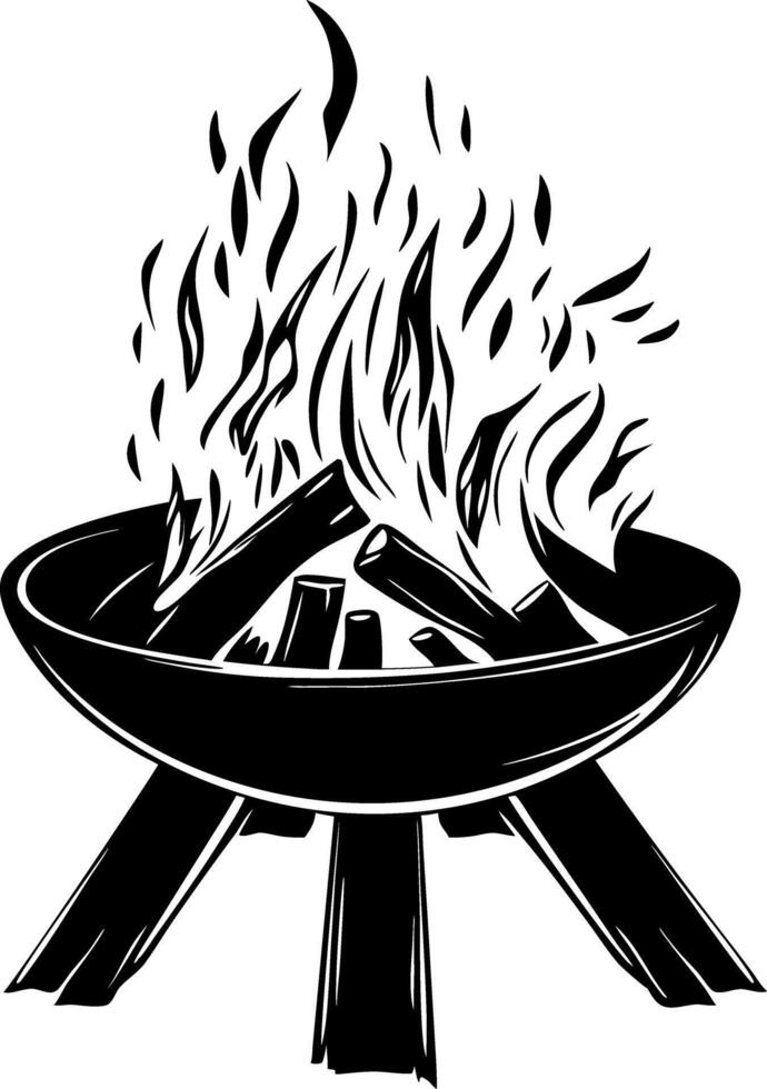 Fiery Campfire Illustration Art for Outdoor Adventure Designs vector