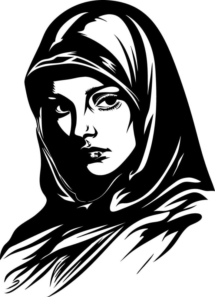Elegant Woman in Headscarf Art for Tattoo and Design Inspiration vector