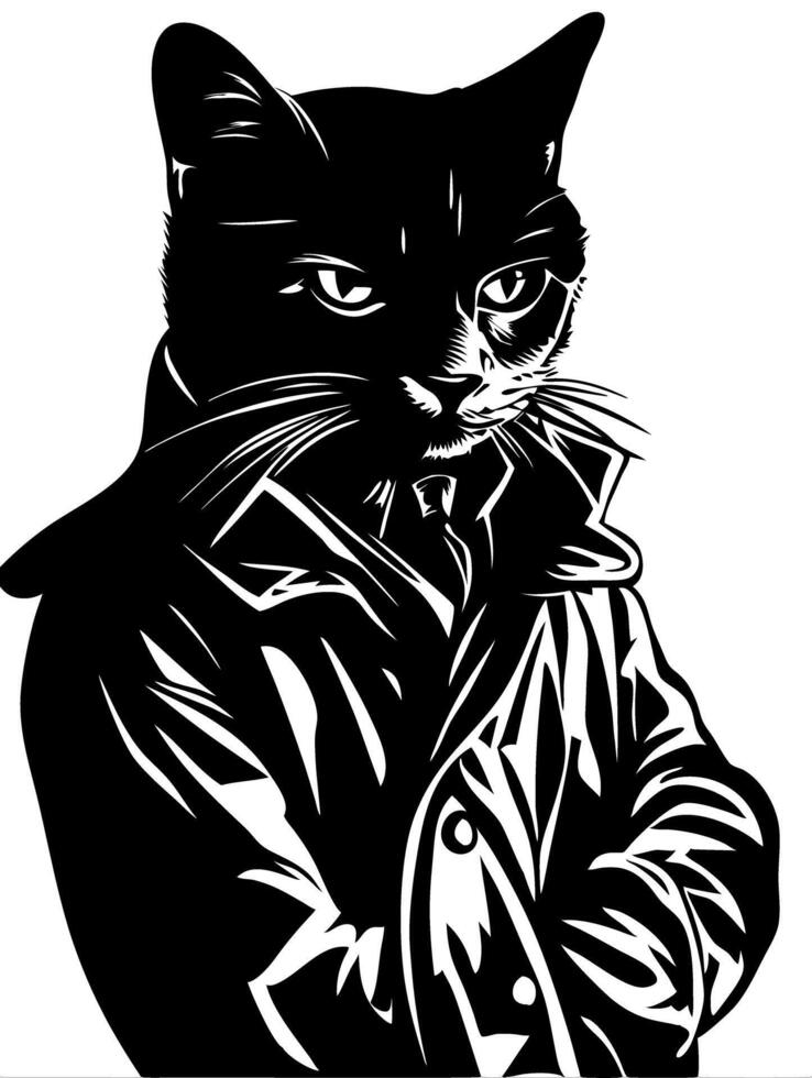 Cool Cat in Stylish Jacket Art for Fashion Design and Tattoo Inspiration vector