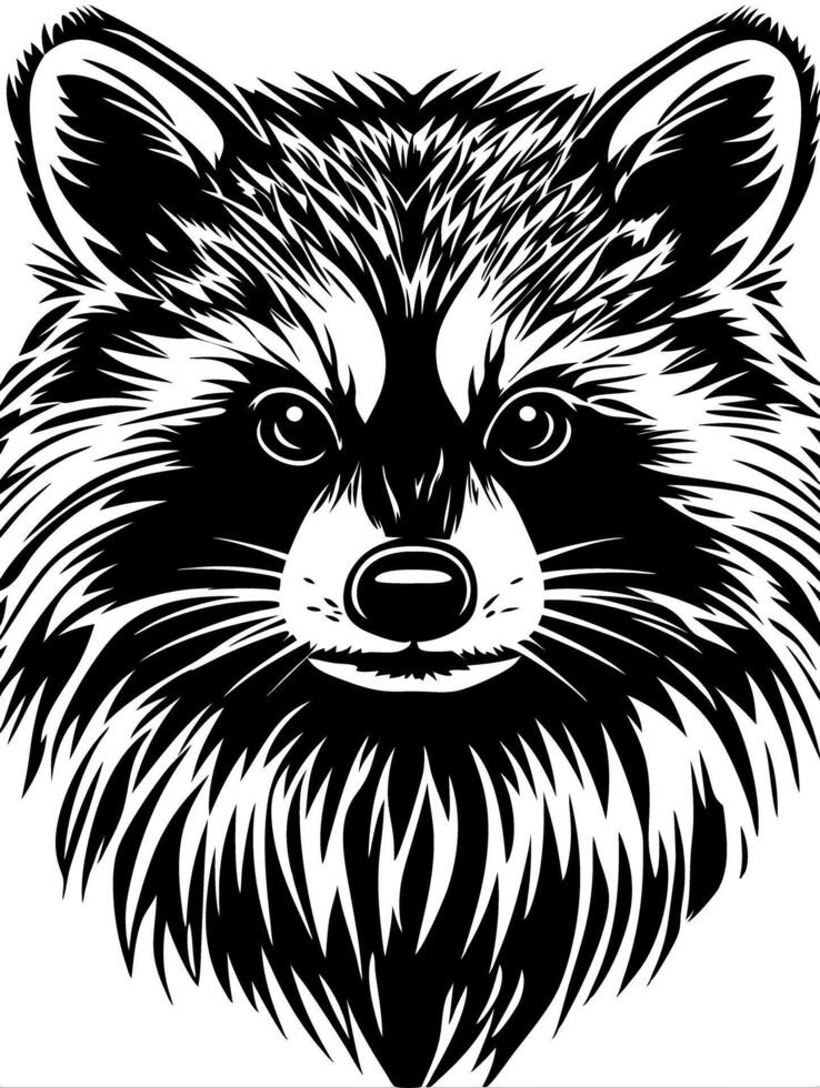 Intricate Raccoon Face Line Art for Tattoo and Design Projects vector