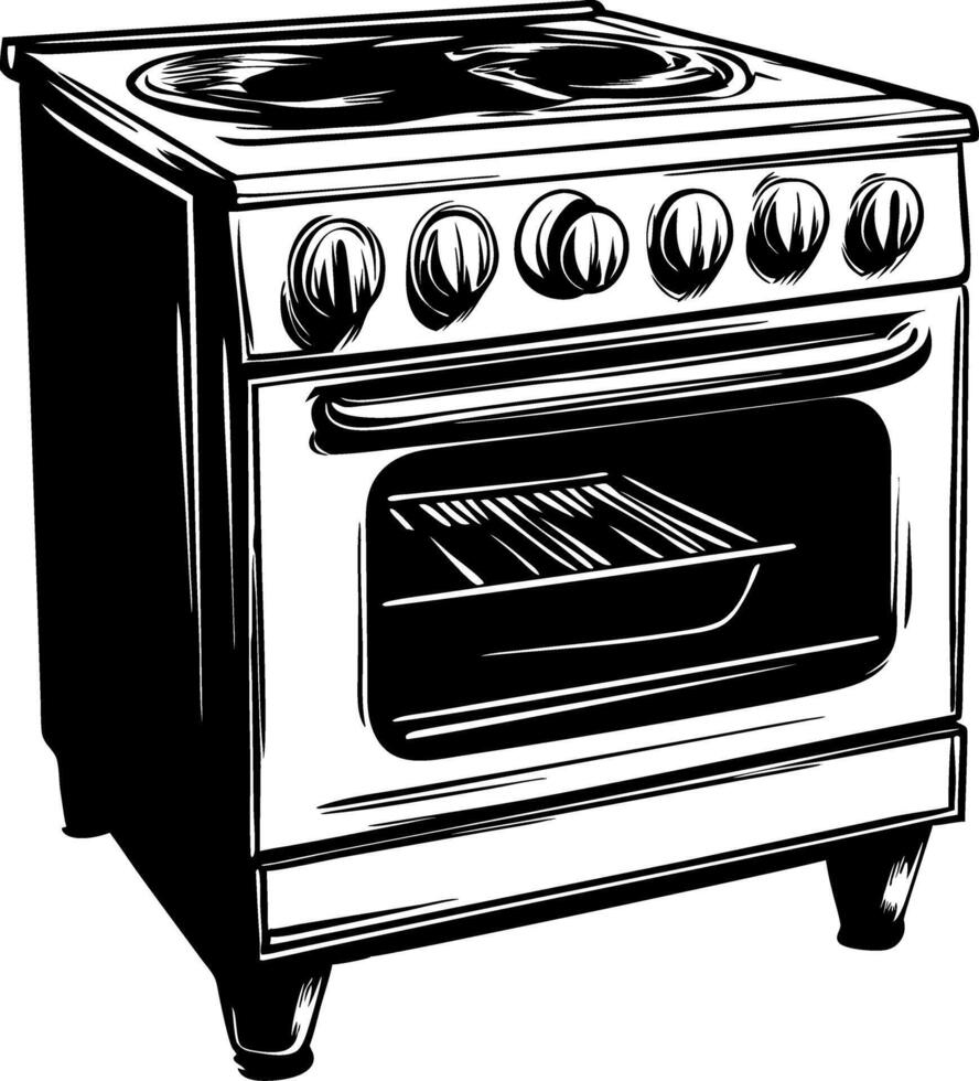 Vintage Stove Illustration for Kitchen Decor and Culinary Designs vector