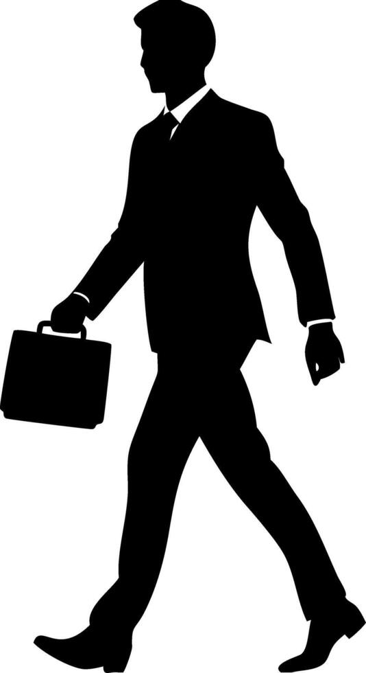 Businessman Silhouette Walking with Briefcase Illustration vector