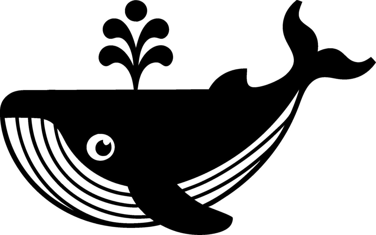 Black Whale Silhouette With Water Spout Design vector