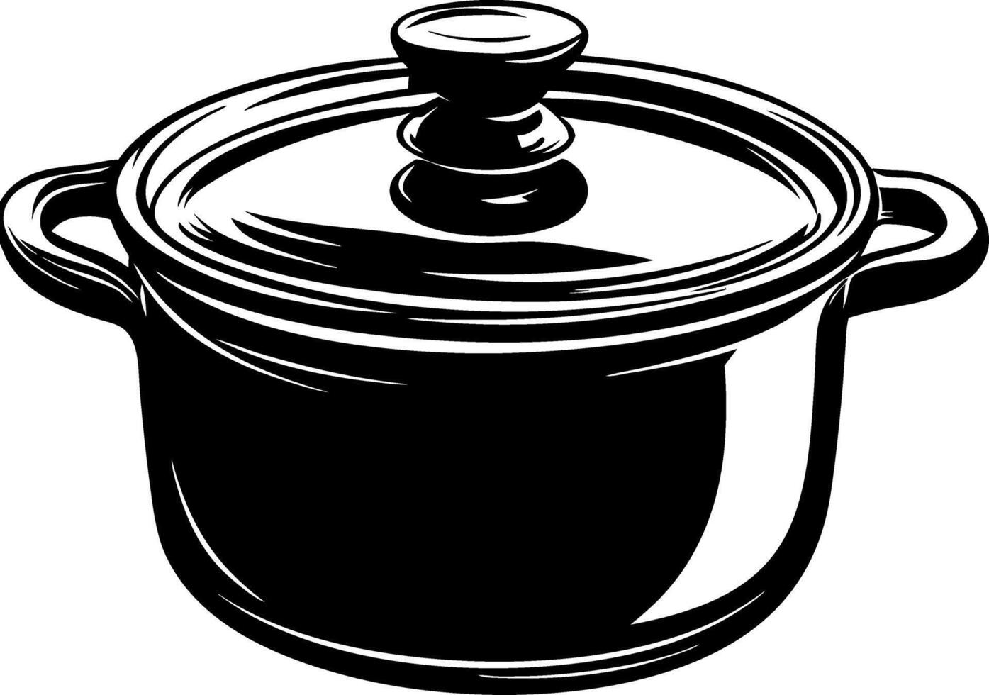 Black Cooking Pot Illustration for Kitchen Decor and Design Projects vector