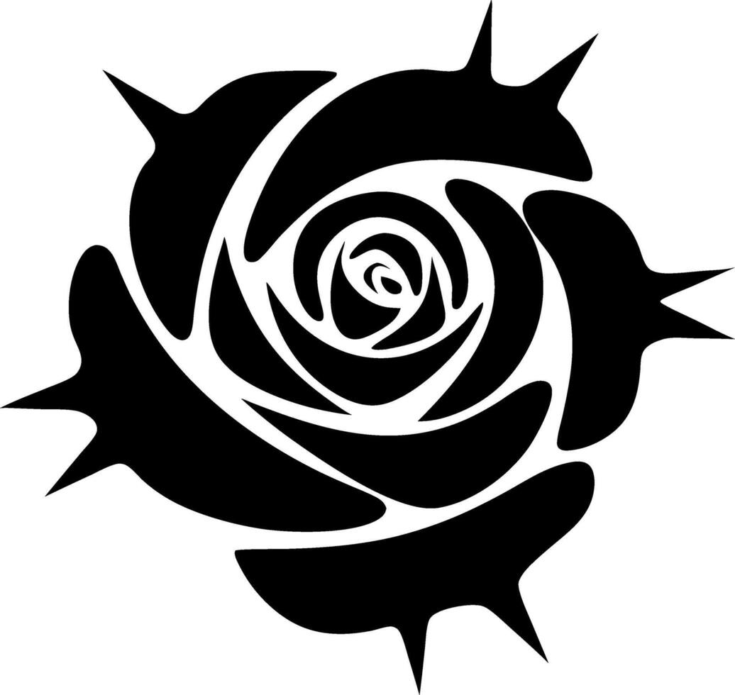 Black Rose Silhouette Design for Tattoo and Graphic Art vector