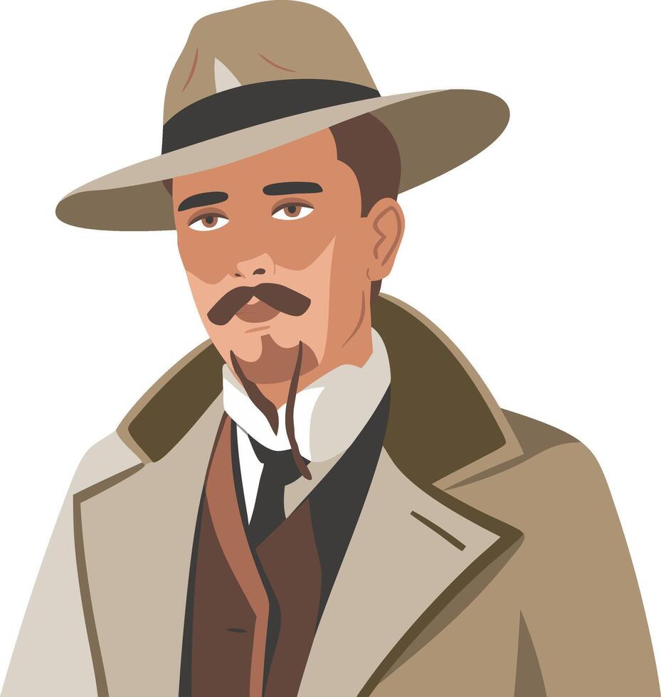 Classic Retro Gentleman in Vintage Suit and Hat Illustration vector