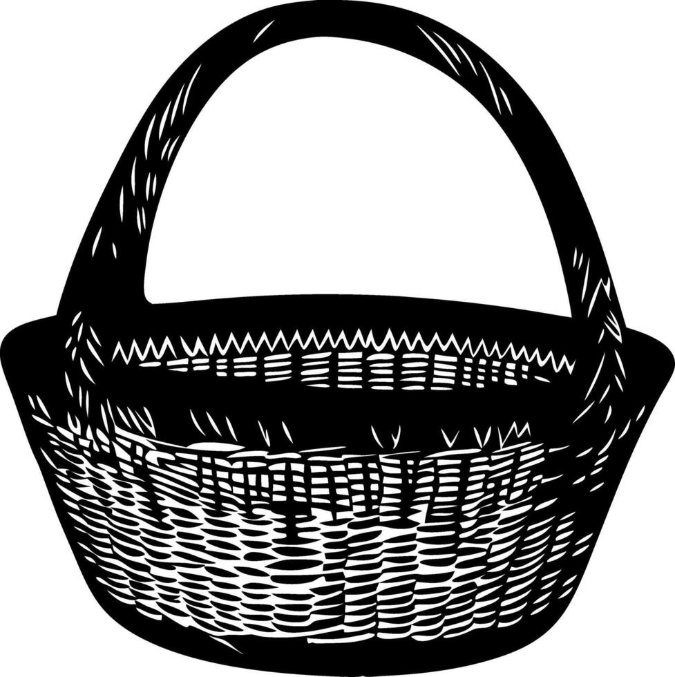 Black Wicker Basket Illustration for Crafting and Design Projects vector