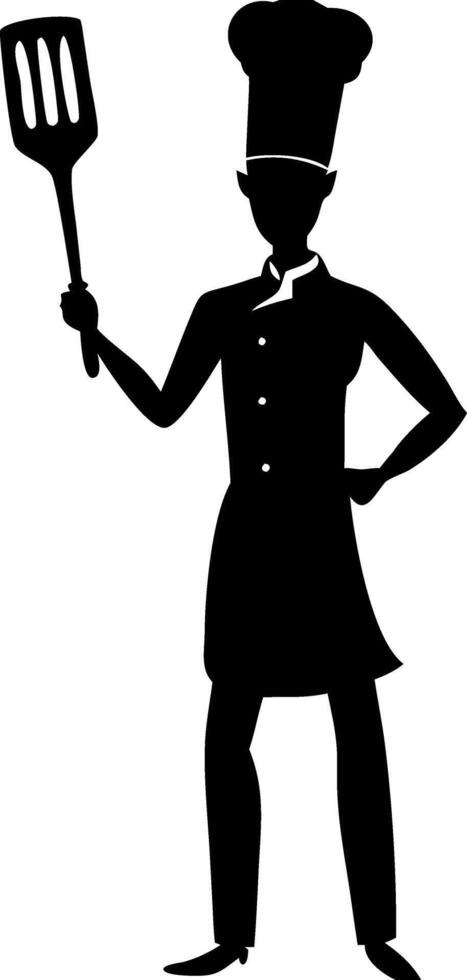 Chef Silhouette Holding Spatula for Culinary Themes and Decor vector