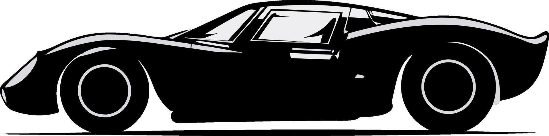 Classic Sports Car Silhouette Design for Illustrations and Projects vector