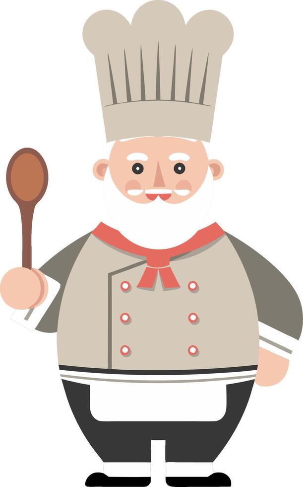 Cartoon Chef Character in Uniform Holding Spoon Illustration vector