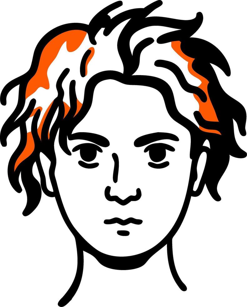 Bold Artistic Face Illustration with Orange Accents for Design and Decor vector