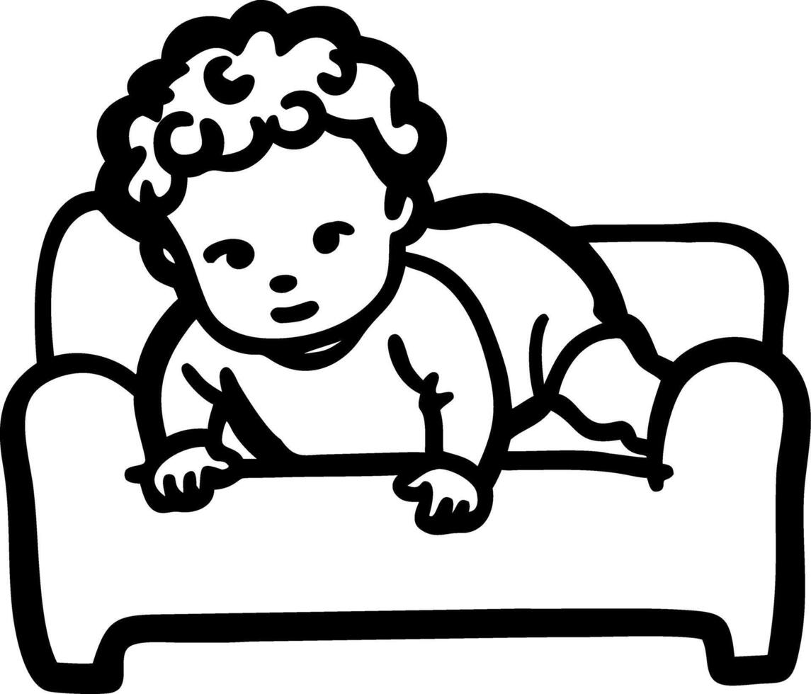 Cartoon Baby Crawling on Sofa Illustration for Childcare and Family Design vector