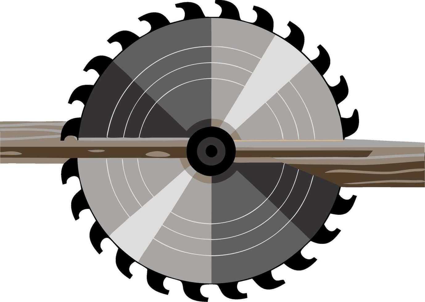 Circular Saw Blade Cutting Through Wood Illustration for Carpentry and Design vector