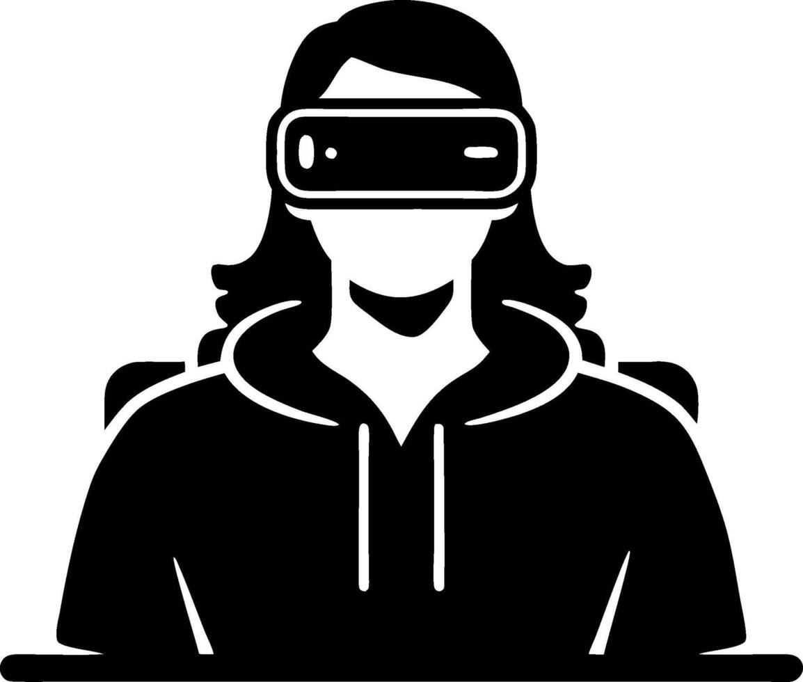 Virtual Reality Headset User Silhouette Illustration for Technology Concepts vector