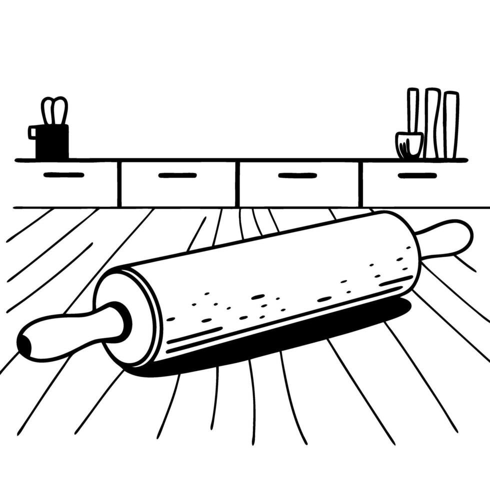 Rustic Kitchen Rolling Pin Illustration for Culinary Art and Decor vector