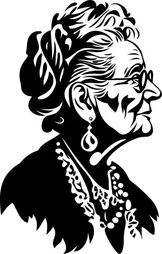 Elderly Woman Profile Silhouette for Artistic Design and Craft Inspiration vector