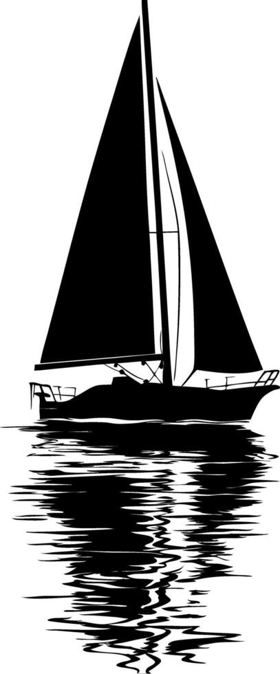 Silhouette of Sailing Boat on Calm Water Ideal for Nautical Designs vector