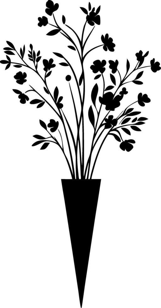 Floral Bouquet Silhouette Perfect for Tattoos and Print Design vector