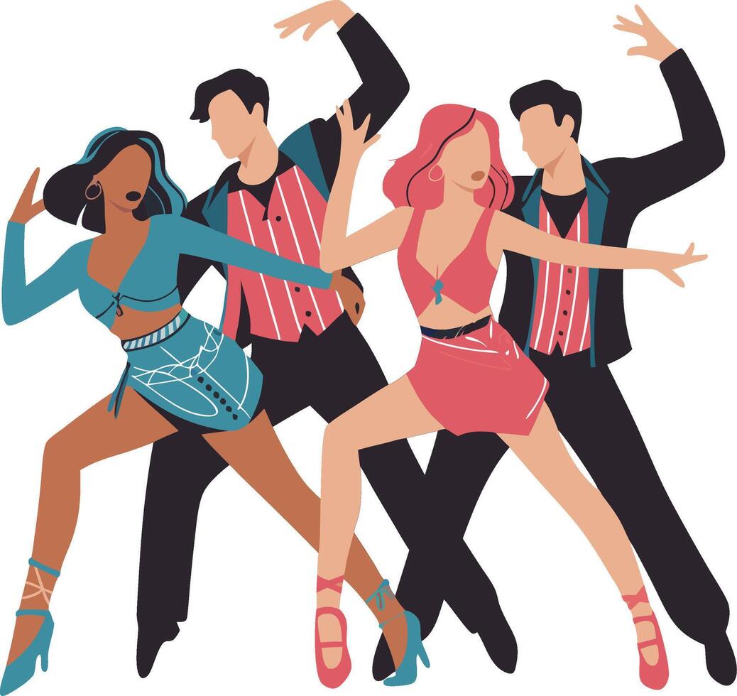 Vibrant Group Dance Performance Illustration for Entertainment Projects vector