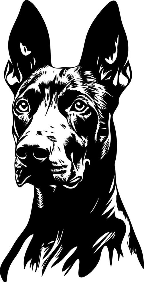 Detailed Illustration of Alert Dog with Pointed Ears for Tattoo or Art Design vector