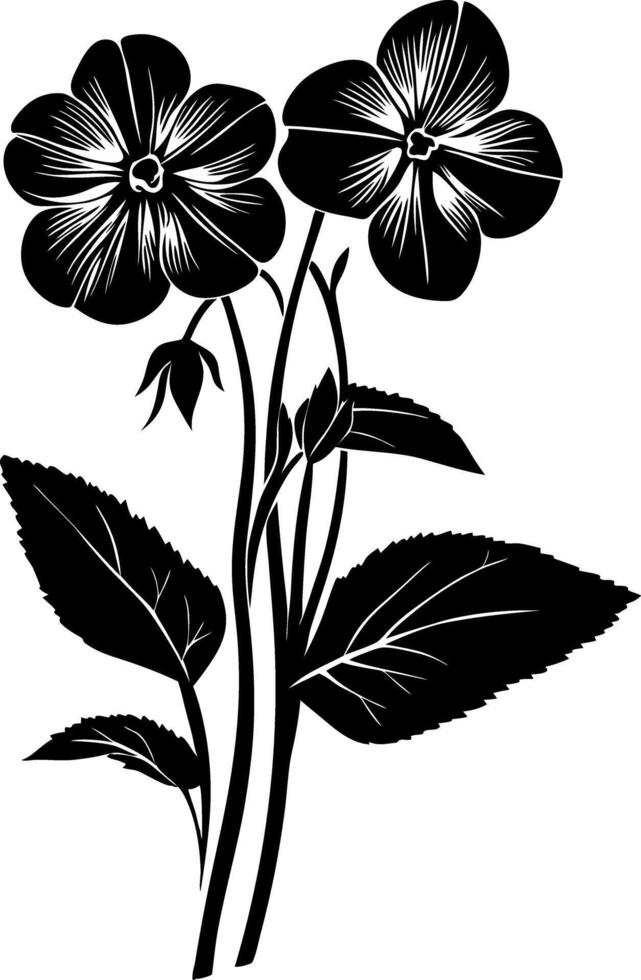 Elegant Floral Silhouette Black Art for Tattoo and Design vector