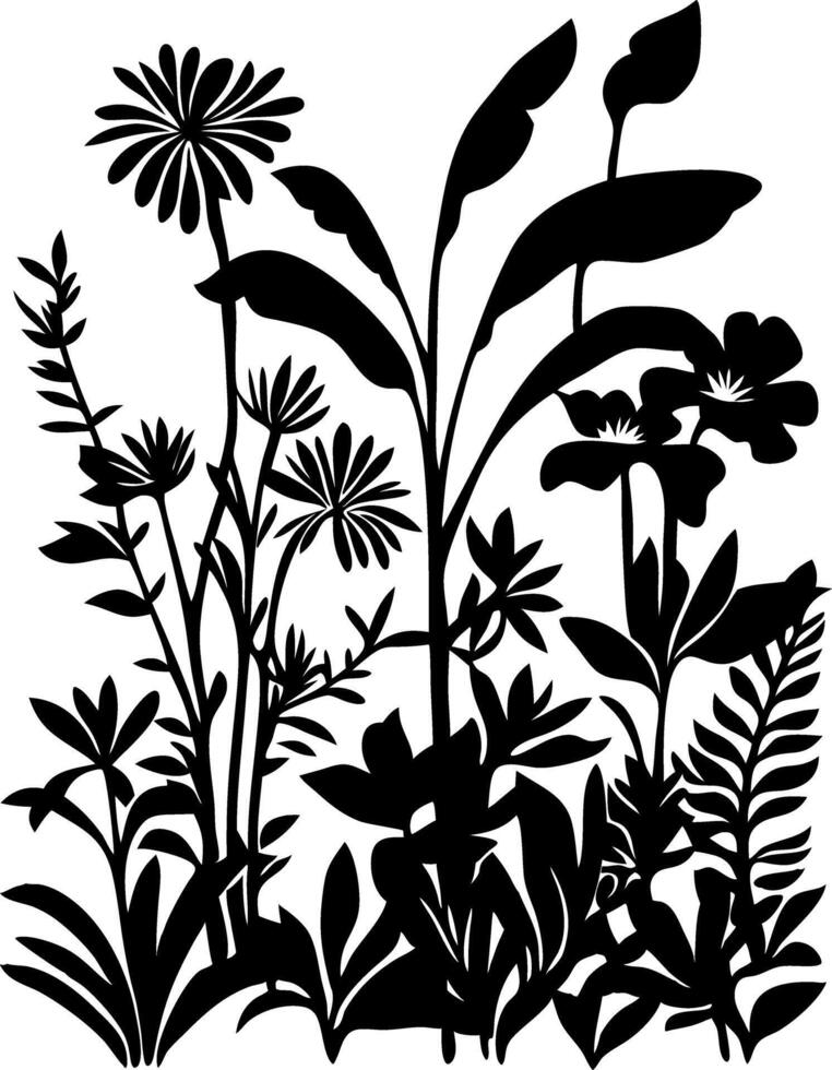 Floral Silhouette Botanical Illustration for Art and Design vector