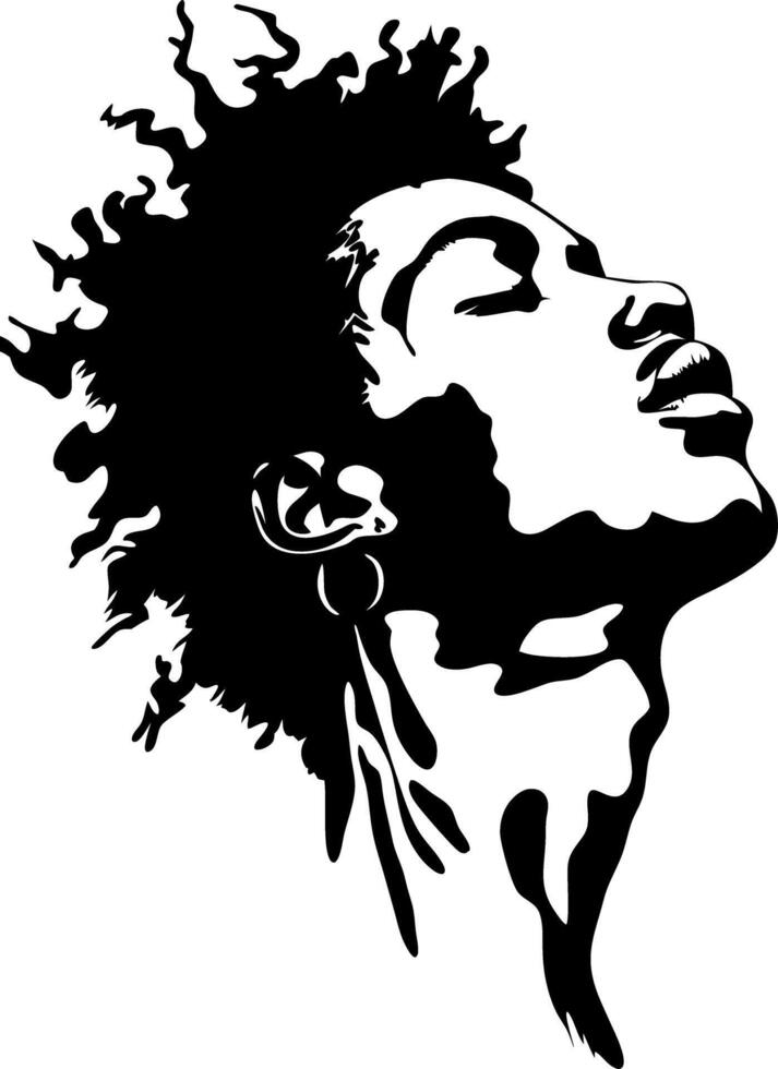 Stylish Afro Hair Silhouette Woman Profile for Art and Design vector