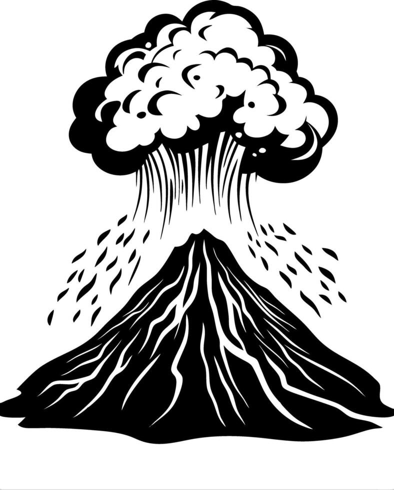 Explosive Volcano Eruption Art for Tattoos and Coloring Books vector