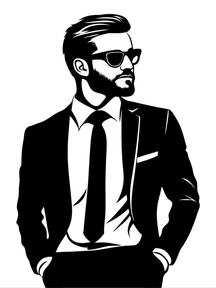 Illustration Stylish Man in Suit and Sunglasses vector