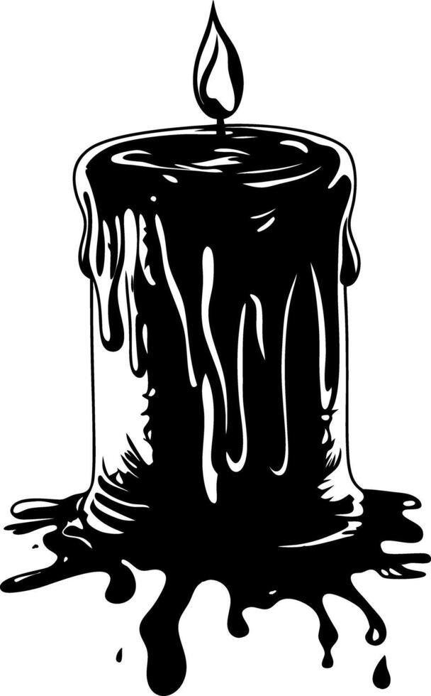 Melting Wax Candle Illustration for Tattoos and Coloring Books vector