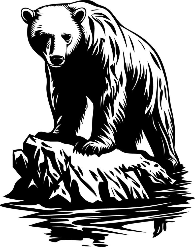 Majestic Bear Illustration on Rock Near Water vector