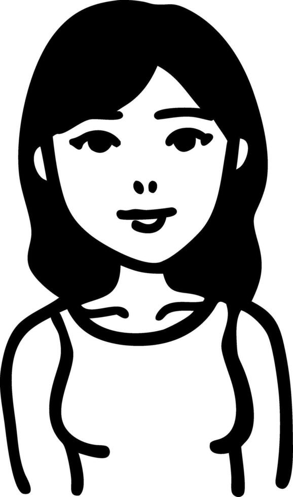 Smiling Woman Black Line Art Portrait for Design and Illustration vector