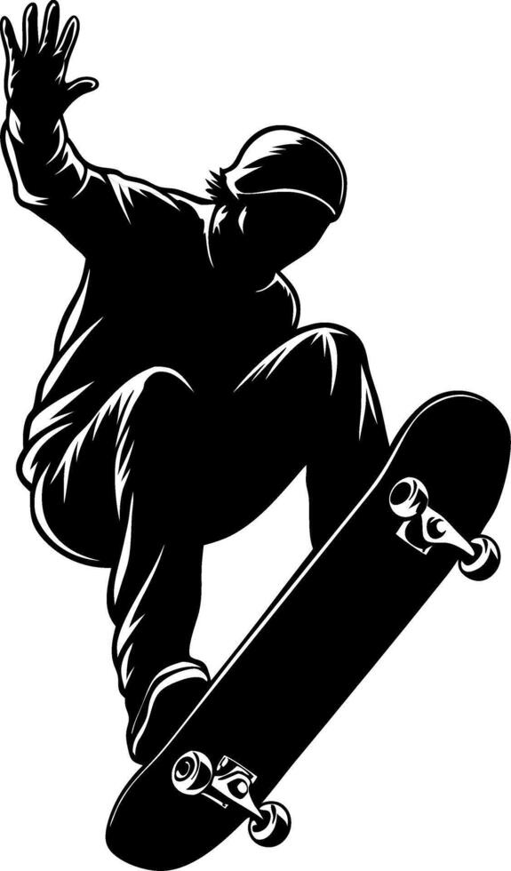 Skateboarder Jump Silhouette Graphic for Posters or Apparel Designs vector