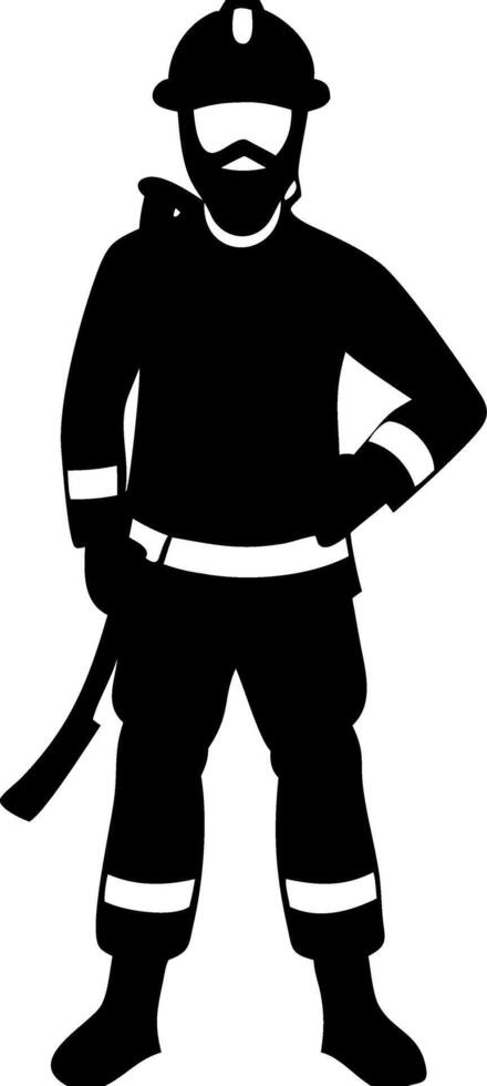 Firefighter Silhouette Illustration for Safety Awareness and Design Projects vector