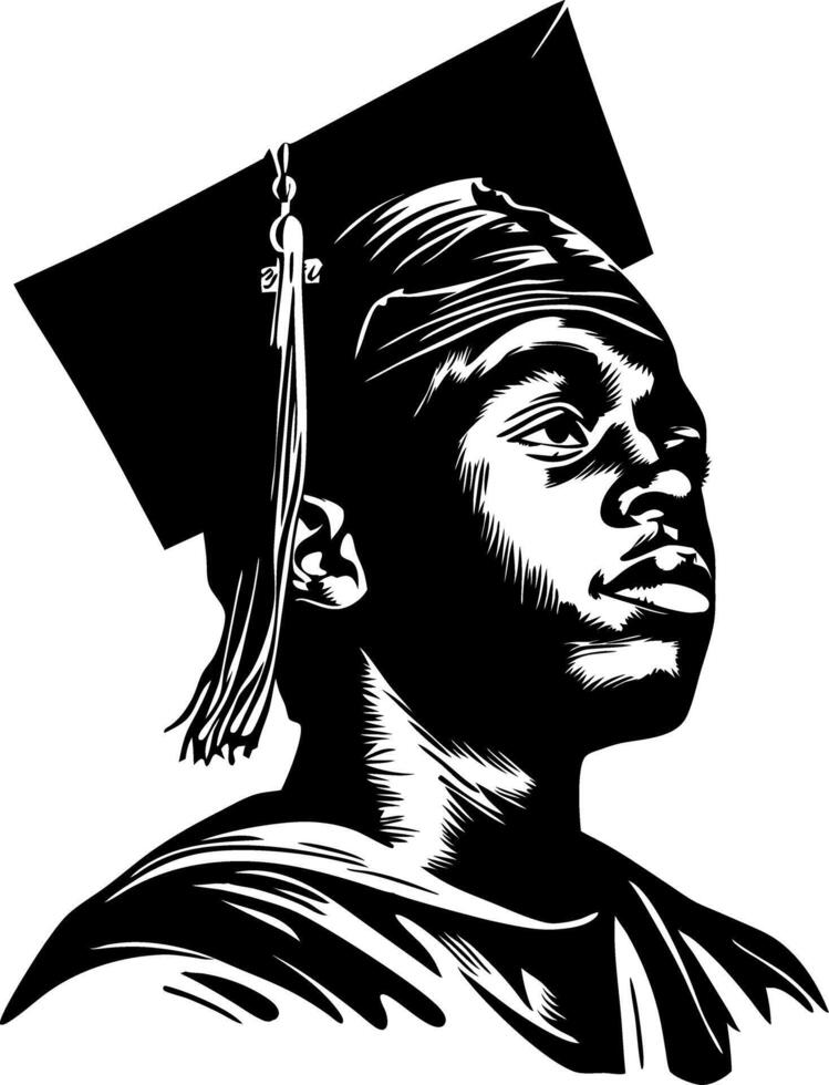 Inspirational Graduate Silhouette in Cap and Gown for Educational Themes and Motivational Art vector