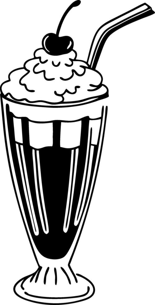 Retro Milkshake Illustration with Cherry and Straw vector