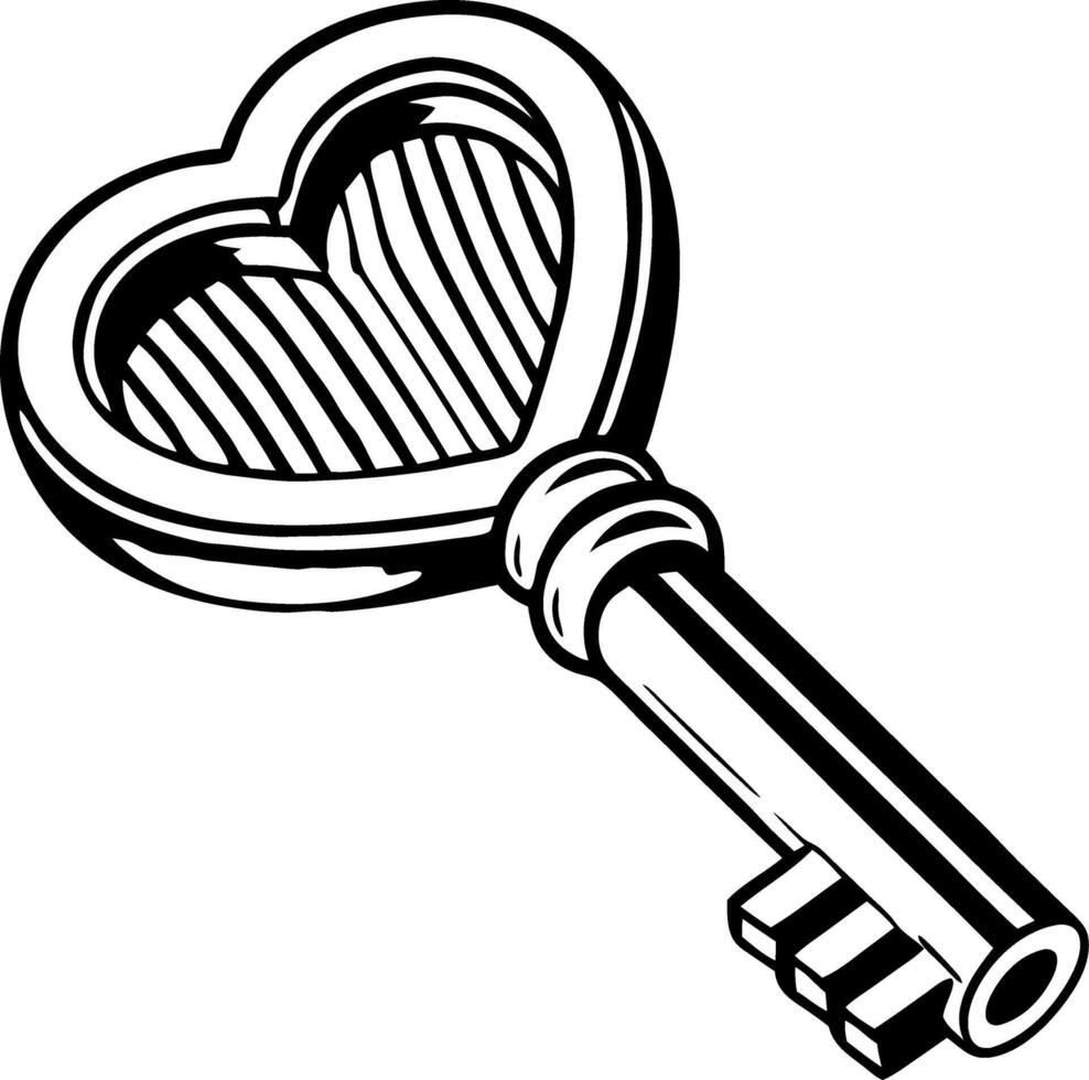 Heart Shaped Vintage Key Illustration for Love and Romance Themes vector