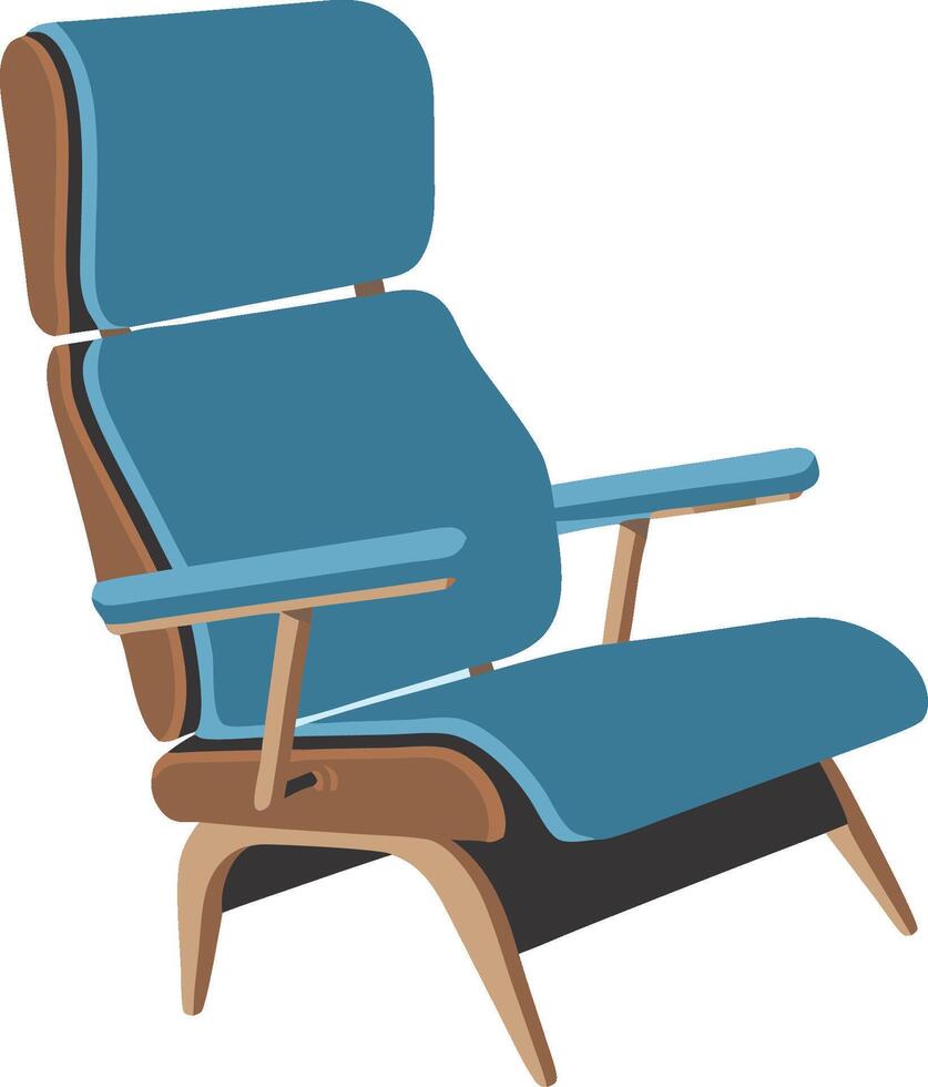 Mid Century Modern Blue Armchair for Interior Design and Decor Inspiration vector
