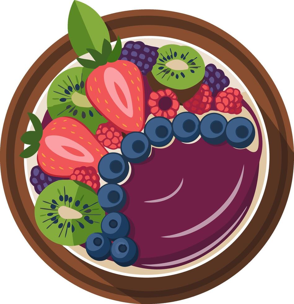 Colorful Fresh Fruit Acai Bowl Illustration for Healthy Eating Designs vector