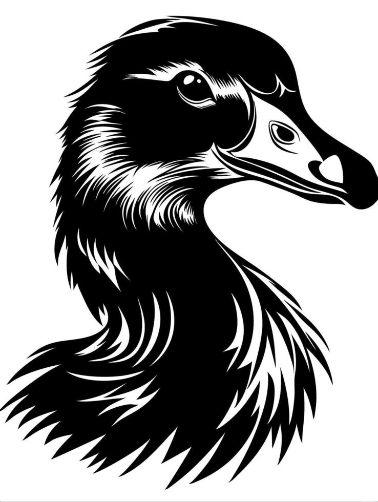 Elegant Duck Head Silhouette Art for Tattoo and Design Projects vector