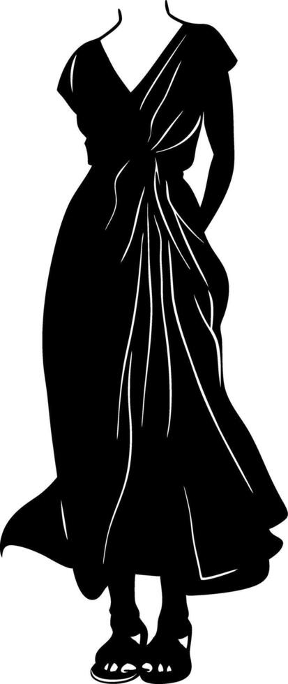 Elegant Black Dress Silhouette Design for Fashion Illustration vector