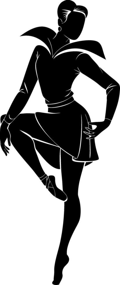 Elegant Ballet Dancer Silhouette in Dramatic Pose Illustration vector
