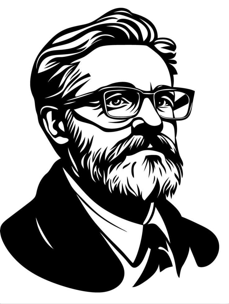 Distinguished Bearded Gentleman in Glasses Illustration for Artistic Designs vector