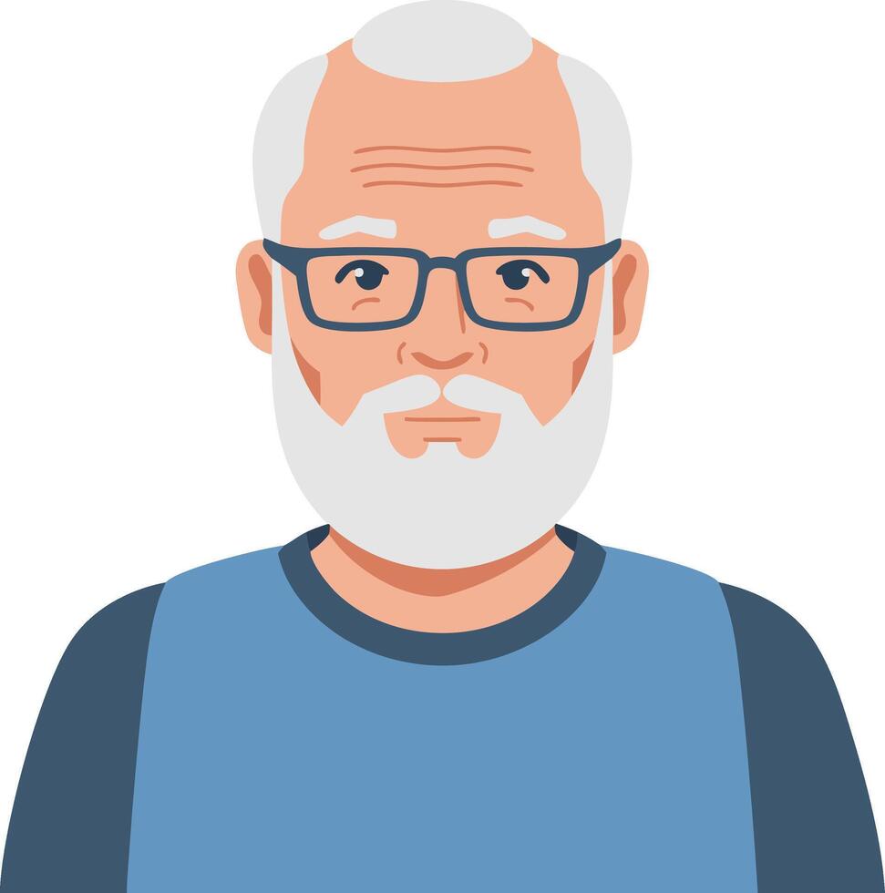 Elderly Man with Glasses and White Beard Illustration for Profiles and Avatars vector