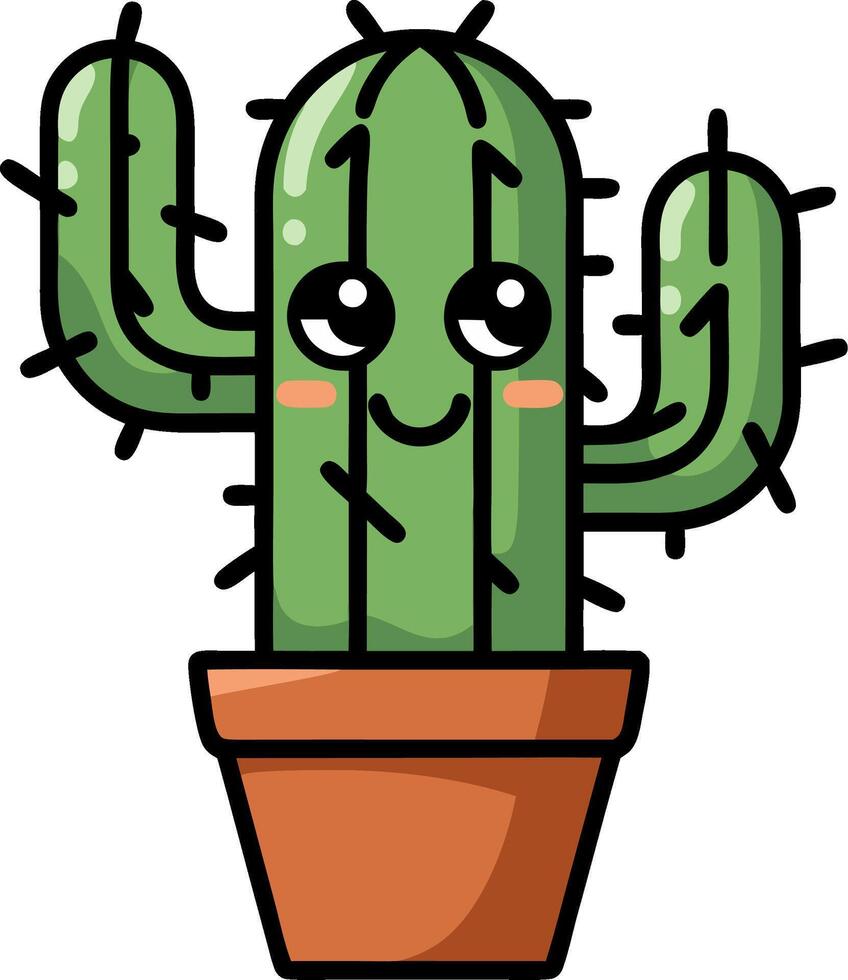Cute Smiling Cactus Illustration in Pot for Decor and Design Projects vector