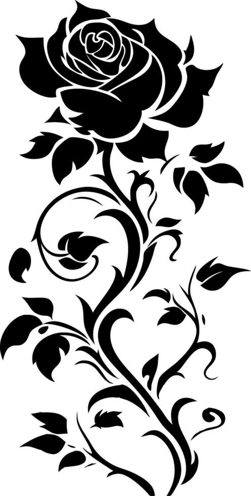 Elegant Black Rose Floral Silhouette for Tattoo and Art Design vector