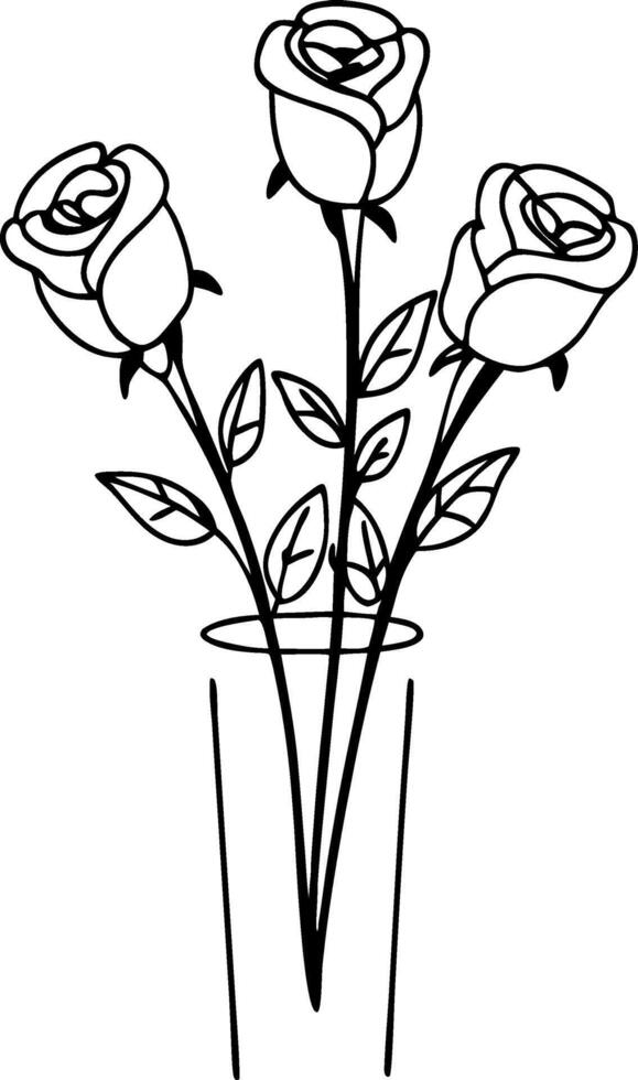 Elegant Rose Bouquet Line Art Illustration for Coloring and Design Projects vector