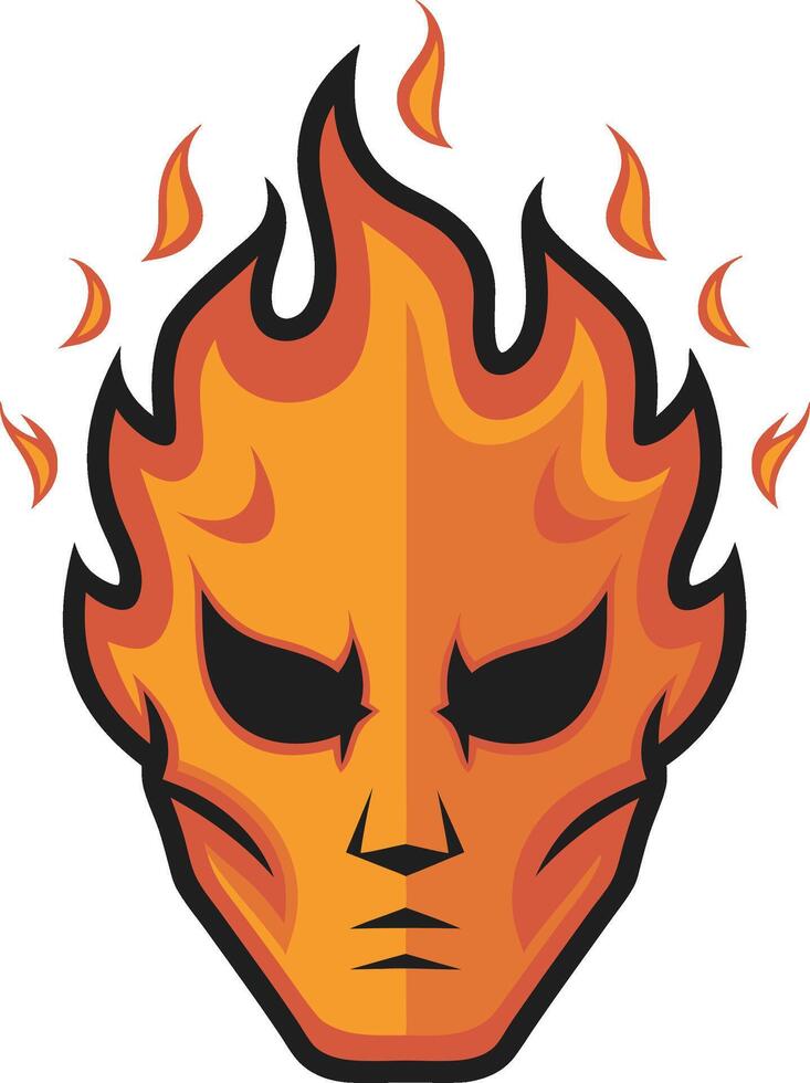 Fiery Flame Mask Illustration for Tattoo Design and Use vector