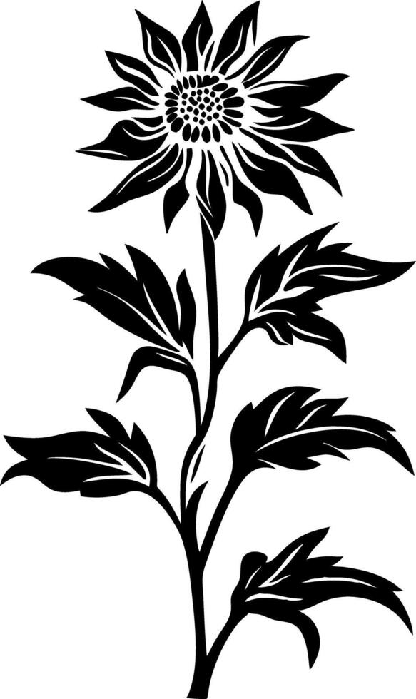 Elegant Floral Silhouette Illustration for Artistic Design and Tattoos vector